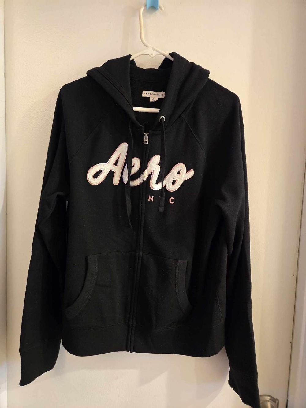 Aeropostale Black Full-Zip Hooded Sweatshirt with Script Logo